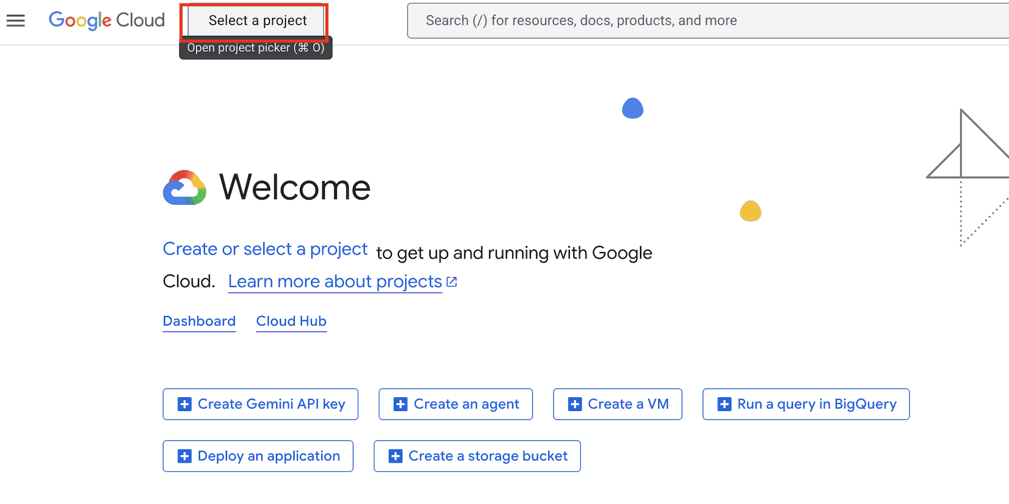 Open the project picker