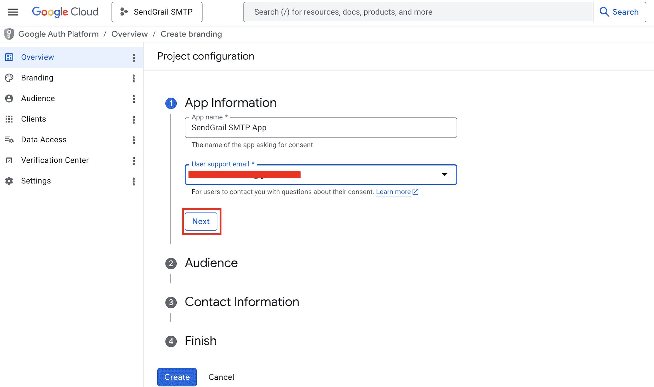 App Information — name and support email