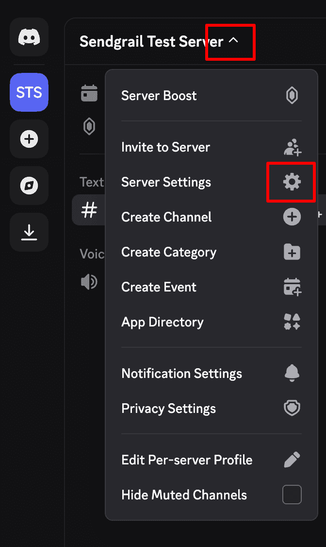 Server menu → Server Settings