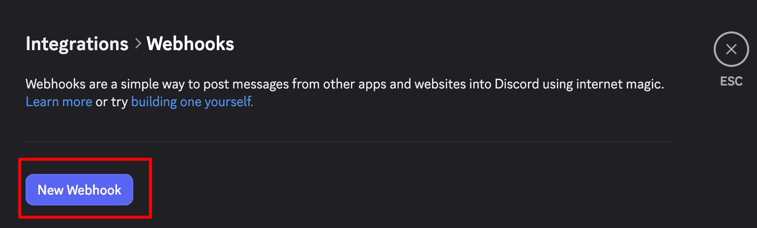 Webhooks → New Webhook