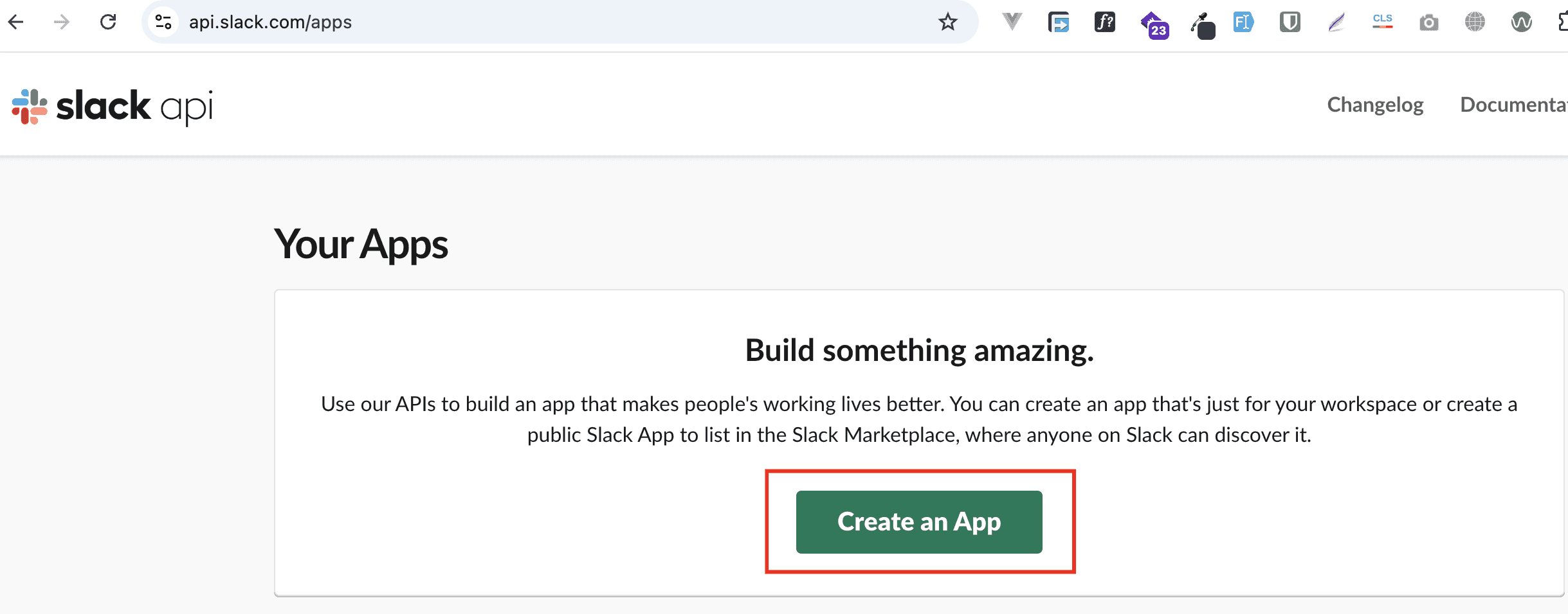 Slack API — Create an App