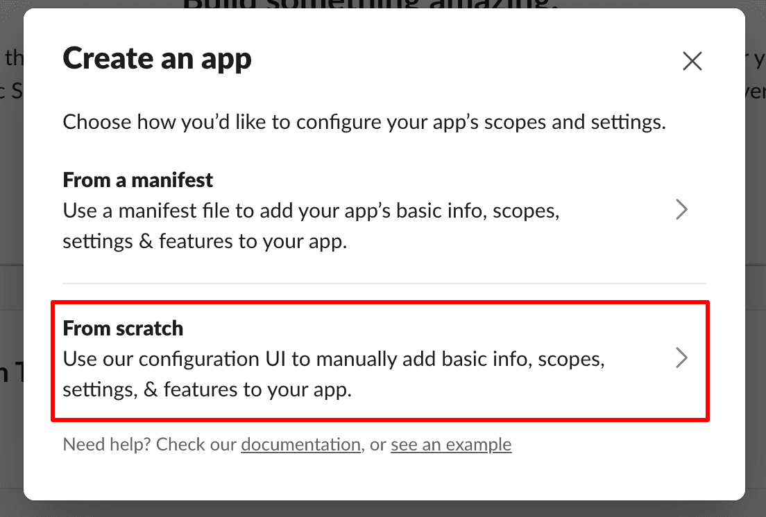 Create an app → From scratch