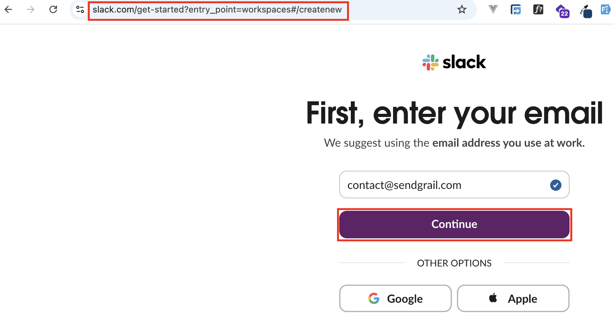 Enter email → Continue