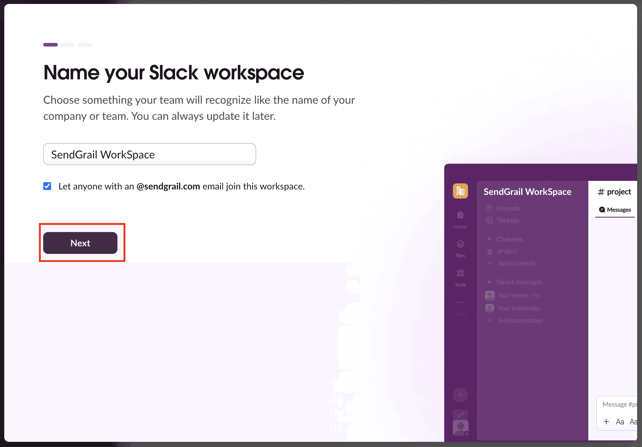 Name your Slack workspace