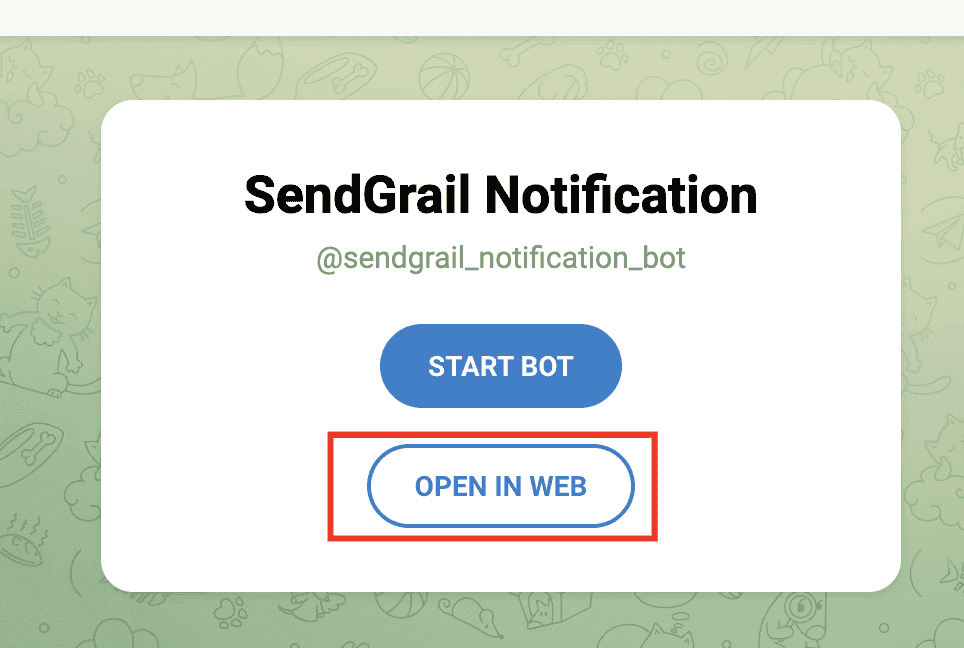 Bot profile card → OPEN IN WEB