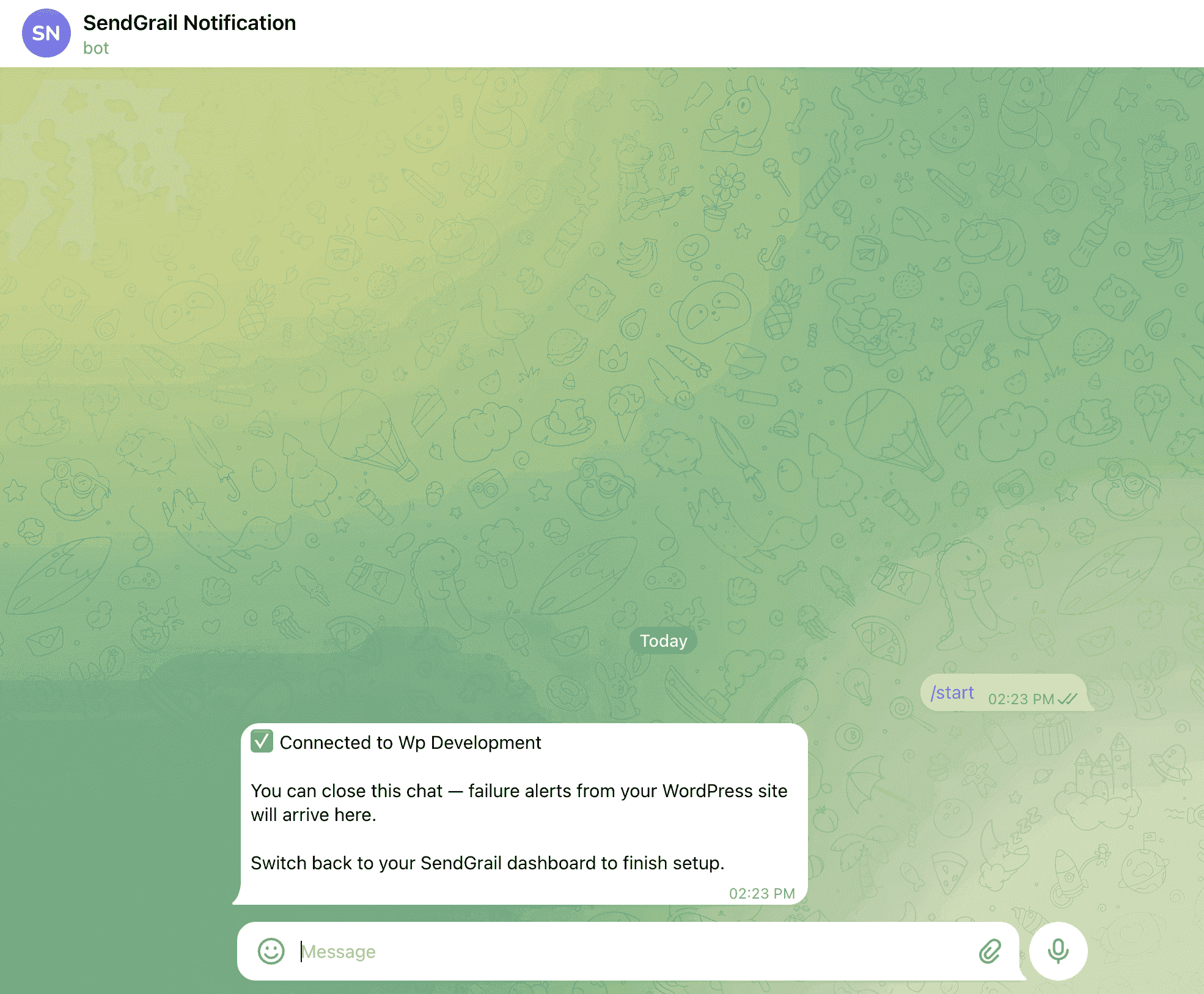 Bot replies — Connected to your site